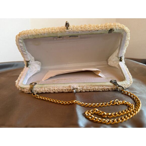 Vintage 1950s Beaded Clutch Purse Japan by Metal Montréal Evening Bag - Picture 7 of 8
